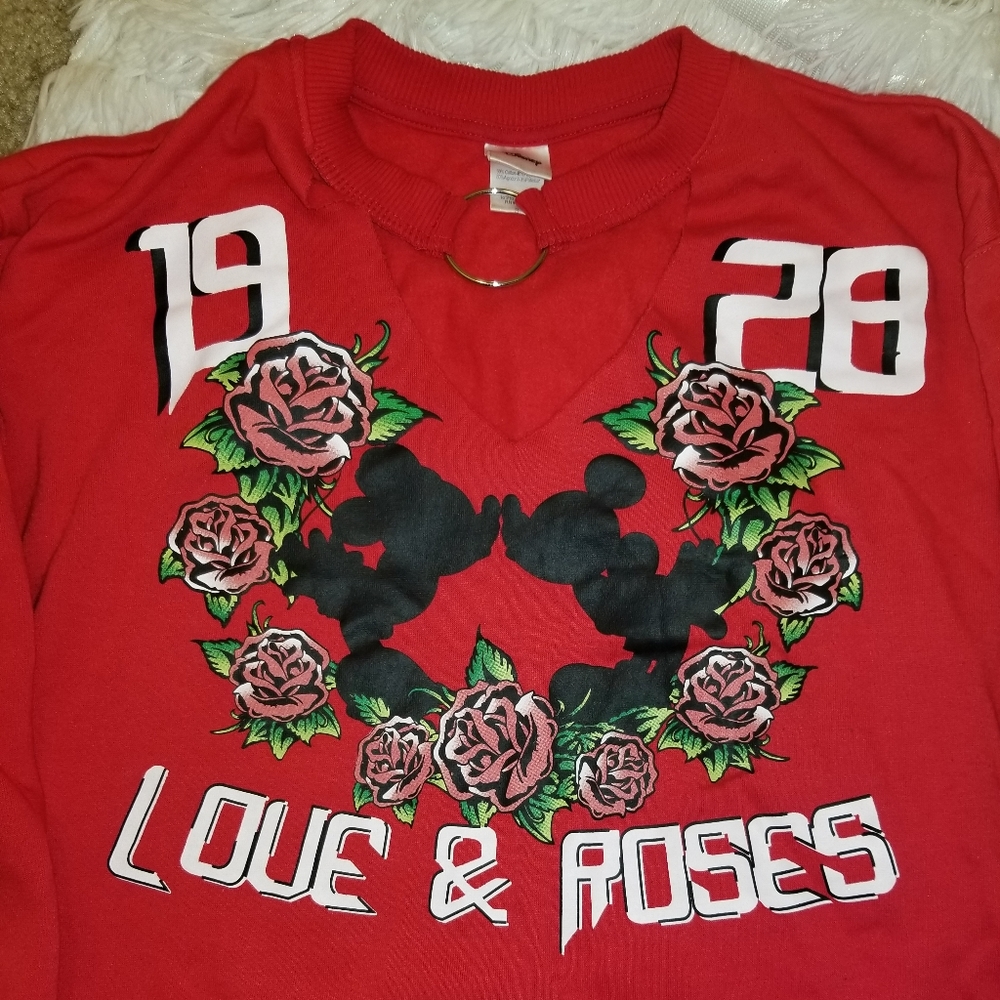 Disney v-neck cut red sweatshirt